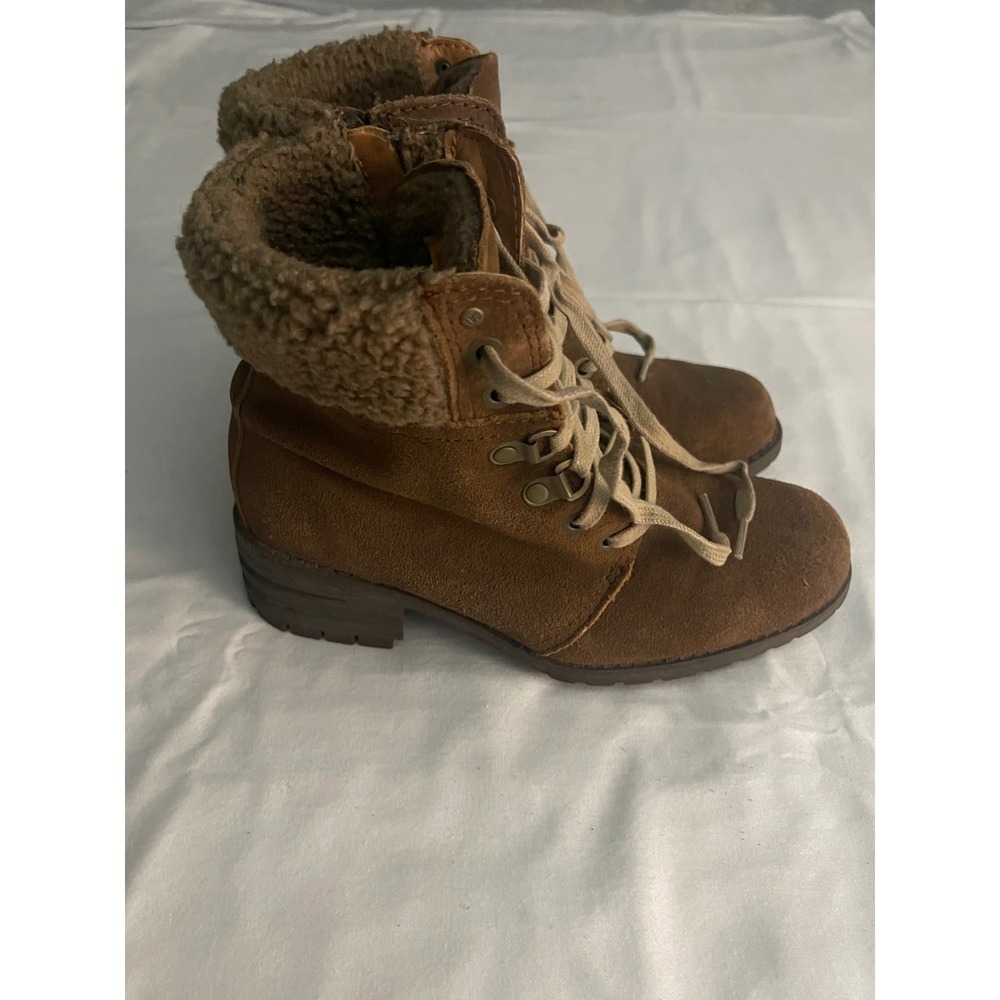 CAT Caterpillar Brown Suede Sherpa Trim Lace Up Ankle Boots P310610 Womens 7 - Picture 2 of 8